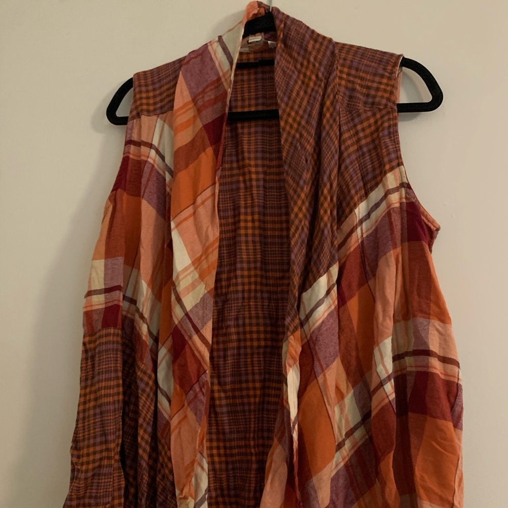 Cato Multi Plaid Cardigan Vest